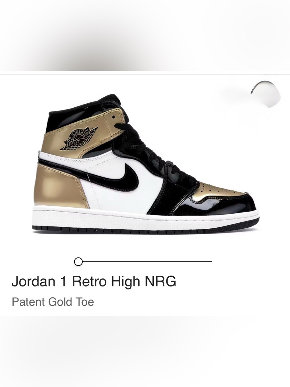 Jordan 1 Retro High NRG Patent Gold Toe 2018